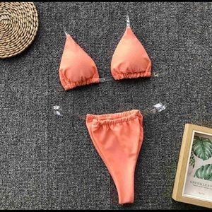 Pink Orange Bathing Suit / Stay Tan Line Free